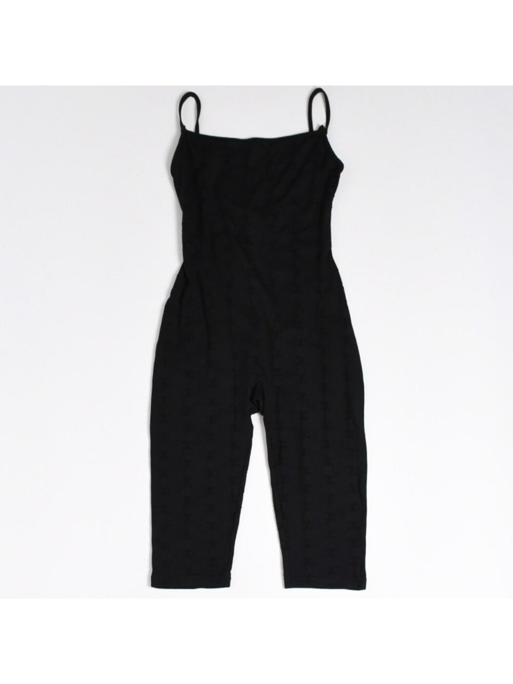Chanel Camisole Jumpsuit CC Logo Nylon Spandex Black 40